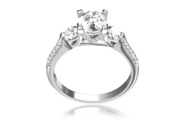 Elması olan alyans. Aşk işareti. Moda takılar. 3D Rendering