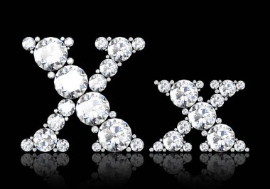 Siyah.3d render izole değerli taşlar ile elmas harfler