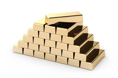 Golden Bar on White Background (Hight Resolution 3D Image)