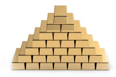 Golden Bar on White Background (Hight Resolution 3D Image)