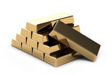 Golden Bar on White Background (Hight Resolution 3D Image)