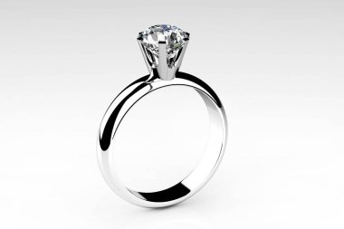 Alyans beyaz arka planda (yüksek çözünürlükte 3d görüntü)