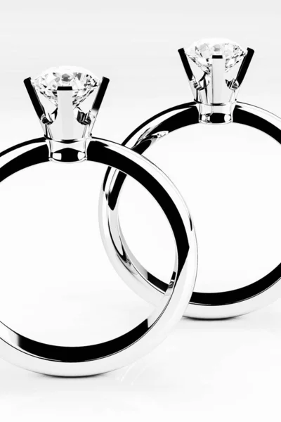 白い背景 高解像度 画像の上の結婚指輪 — ストック写真