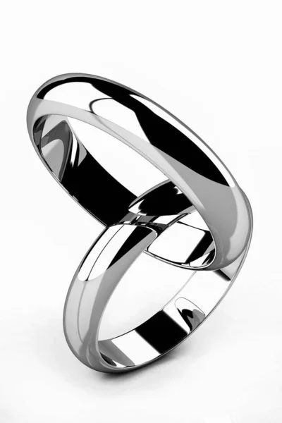 白い背景 高解像度 画像の上の結婚指輪 — ストック写真