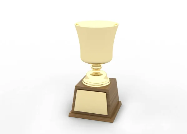 Golden Trophy White Background Render — Foto de Stock