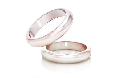 Evlilik yüzüğü beyaz arka planda. 3B görüntüleme