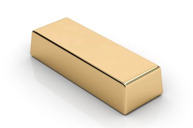 Beyaz Arkaplan 3D Görüntü Üzerine Altın Çubuk (Yükseklik Çözünürlüğü 3D Resim)