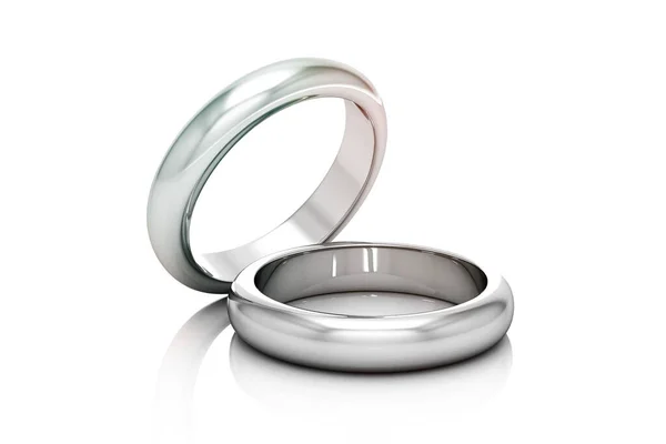 Bague Mariage Sur Fond Blanc Rendu — Photo