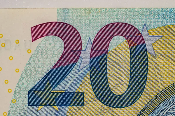 20 유로 지폐의 근접 사진 . — 스톡 사진