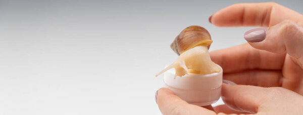 The close-up opens with a small jar of snail moisturizer on the lid. The use of snails in cosmetics