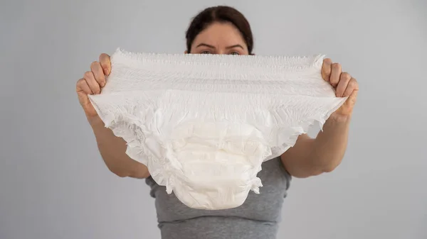 Rear View Woman Adult Diapers White Background Incontinence Problem Stock  Photo by ©inside-studio 582178810