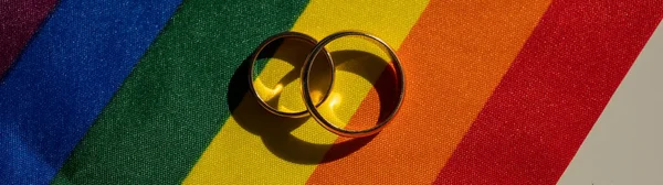 Legalización Matrimonios Entre Personas Del Mismo Sexo Bandera Arco Iris —  Fotos de Stock