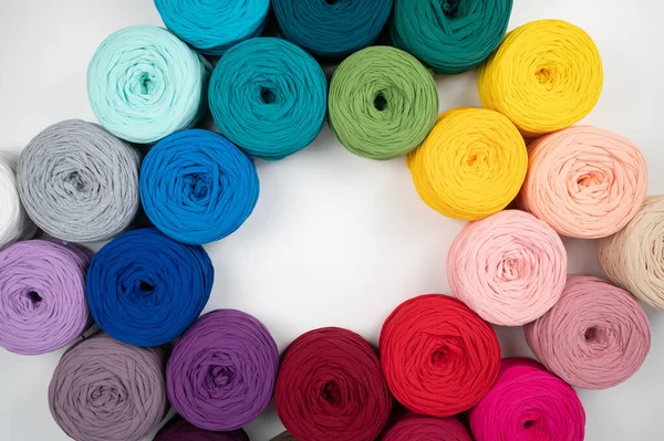 Skeins Cotton Yarn Градиент Цветов — стоковое фото