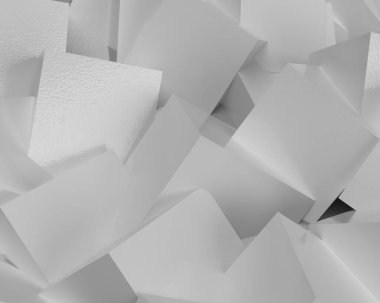 Duvar kağıdı. Beyaz soyut polihedra. 3d dokusu. 