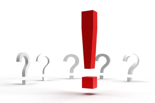 stock image Red exclamation mark in front of a lot of question marks