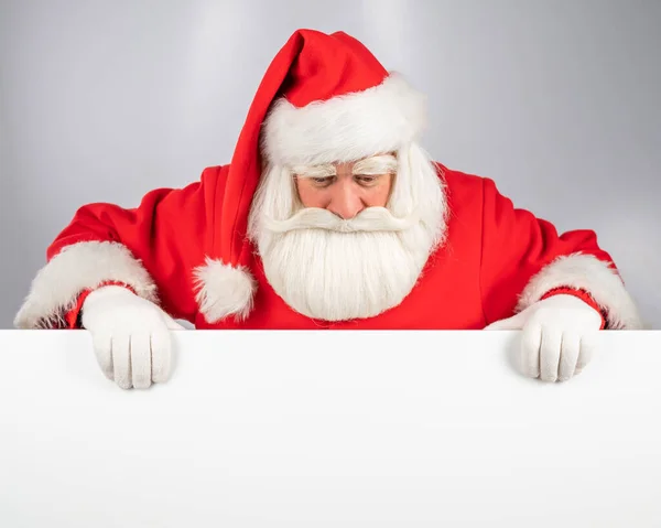 Santa Claus Peeks Out White Background Merry Christmas Royalty Free Stock Photos