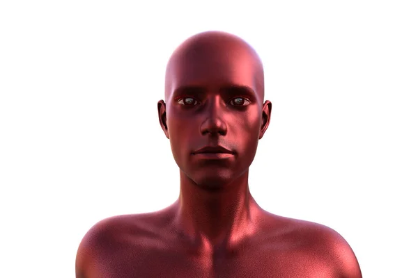 Renderização Retrato Homem Careca Vermelho Sobre Fundo Branco — Fotografia de Stock