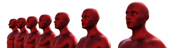 3D渲染 白底红金属秃头男子排行 — 图库照片