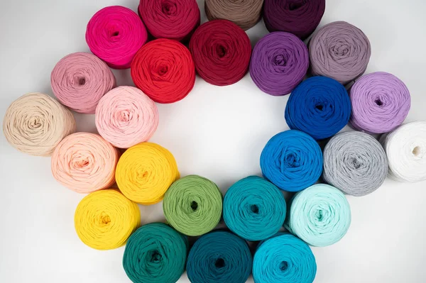 Selection Skeins Cotton Yarn Gradient Colors — Stock Photo, Image