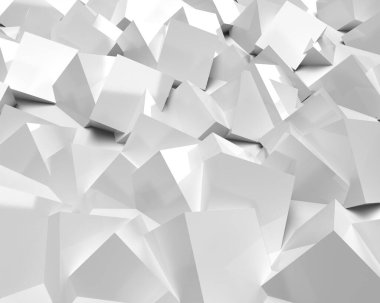 Duvar kağıdı. Beyaz soyut polihedra. Üç boyutlu doku. Arkaplan