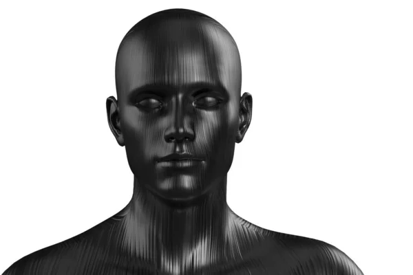 Ilustracja Łysej Czarnej Głowy Mężczyzny Białym Tle Manekin — Zdjęcie stockowe