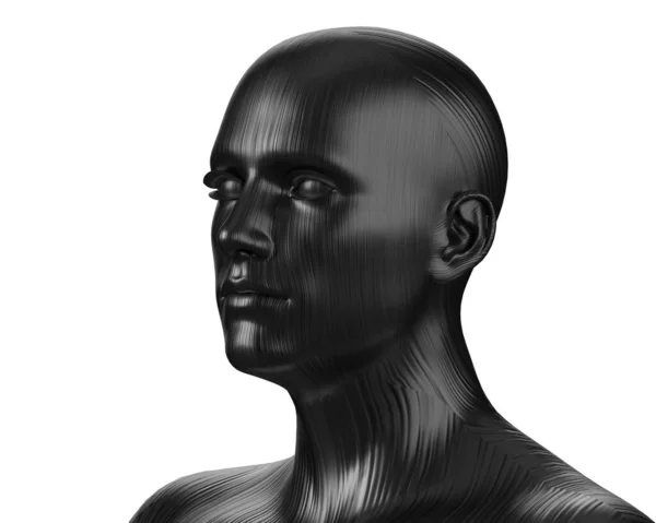 Illustration Male Bald Black Head White Background Dummy — Stock Photo, Image