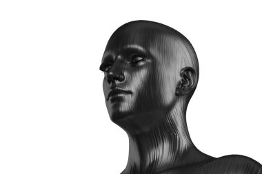 Beyaz arka planda kel, siyah bir erkek resmi var. Aptal.