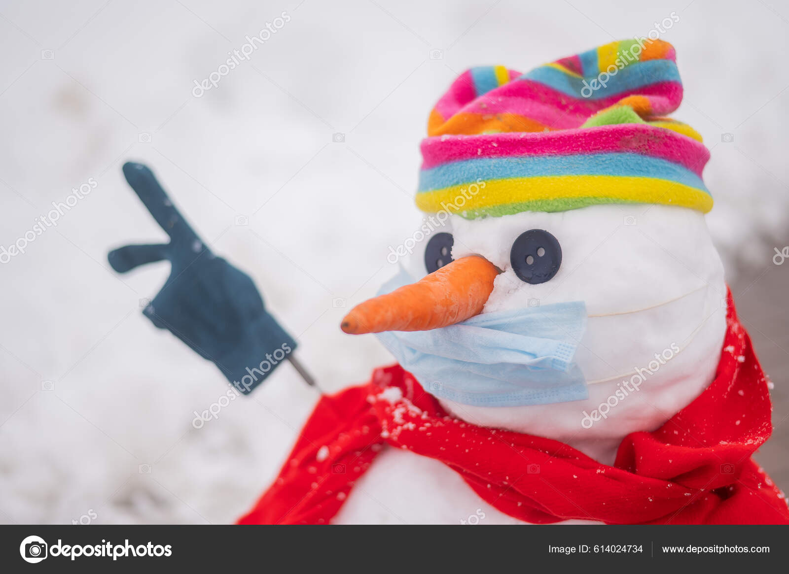 Snowman Rainbow Colored Hat Medical Mask Stock Photo By ©inside.