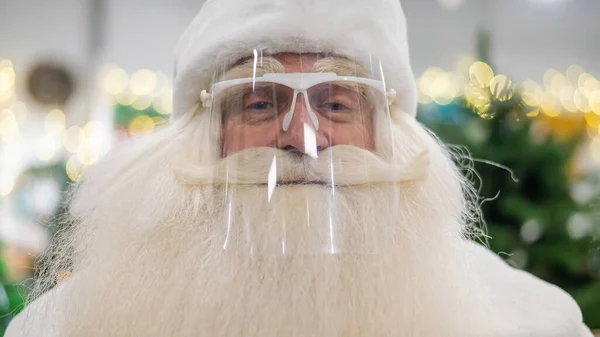 Ritratto Babbo Natale Russo Con Visiera Protettiva — Foto Stock