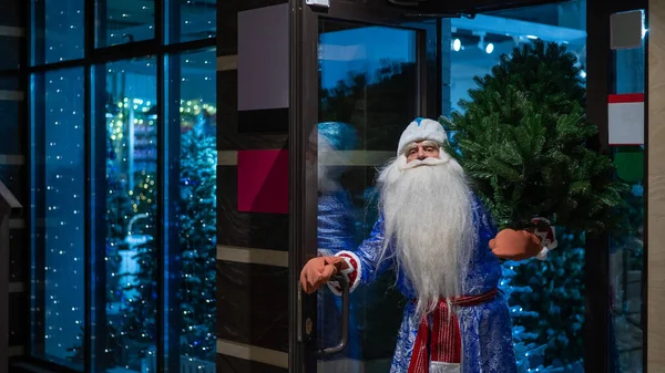 Papai Noel Russo Comprou Uma Árvore Natal Véspera Ano Novo — Fotografia de Stock
