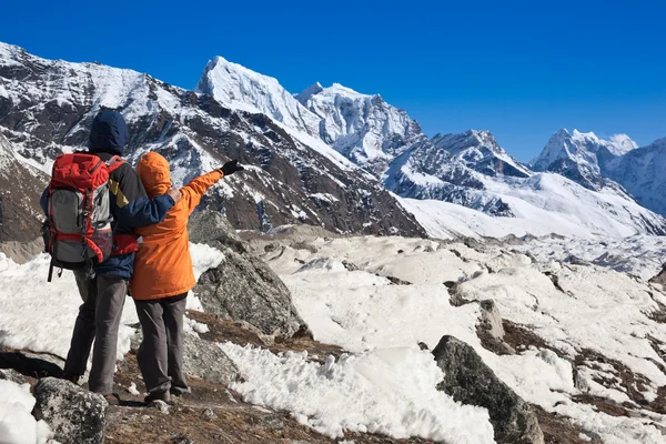 Trekkers in Himalayas