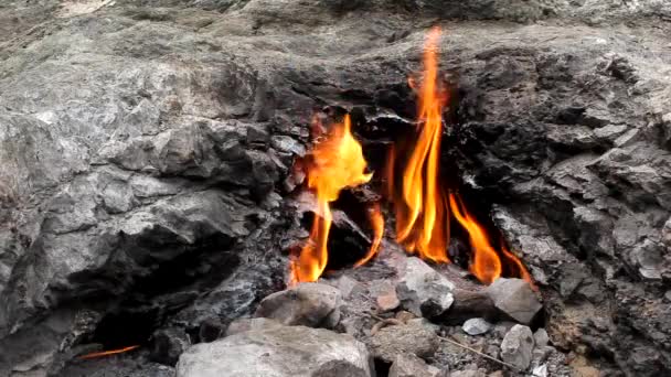Siempre Fuego Ardiente Del Monte Quimera Yanartas Provincia Antalya Turquía — Vídeos de Stock