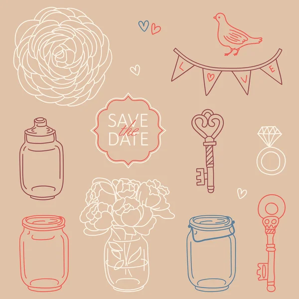 Save the date elements — Stock Vector