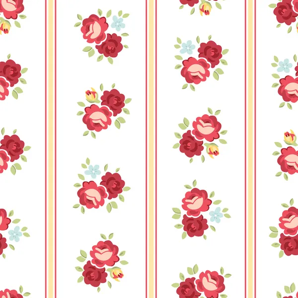 Sem emenda Shabby Chic inspirado Rose Pattern, fundo vetorial — Vetor de Stock