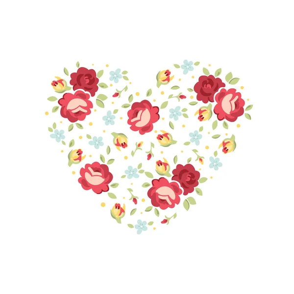 Vector corazón de flores, plantilla para invitaciones de boda — Vector de stock