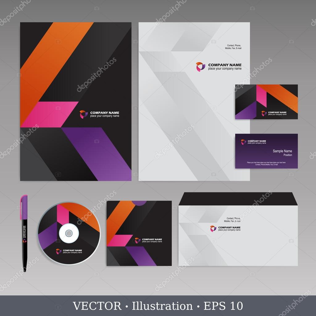 Corporate identity template. Editable corporate identity template - design including CD, letterhead blank, envelope and visiting card. Vector illustration.