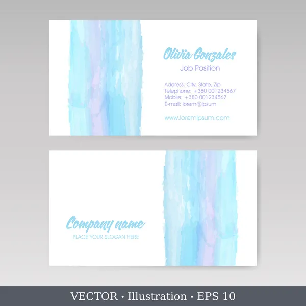 Sjablonen voor visitekaartjes met aquarel achtergronden. vectorillustratie — Stockvector