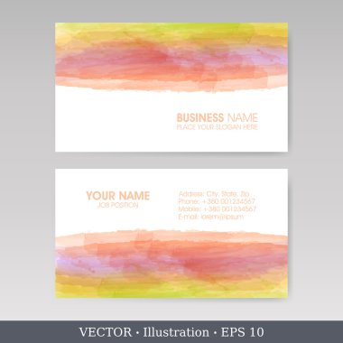 Kartvizit grubu. Sulu Boya lekeleri dan renkli. eps10