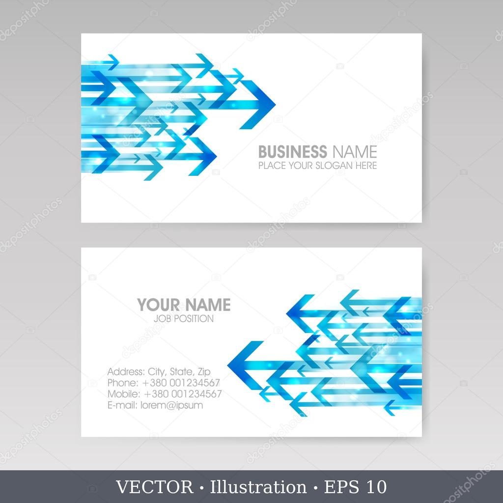 Business Card Set with blue arrows. EPS10