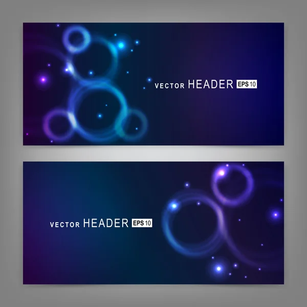 Cerchi luminosi colorati astratti. Intestazione del sito web o banner set — Vettoriale Stock