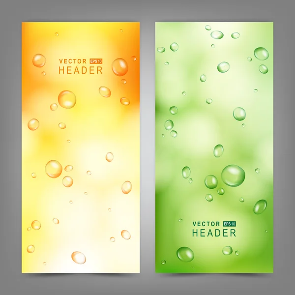 Set de banners vectoriales con gotas de agua sobre vidrio — Archivo Imágenes Vectoriales