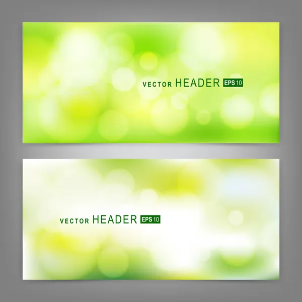 Set di banner vettoriali con bellissimo bokeh foresta primaverile — Vettoriale Stock