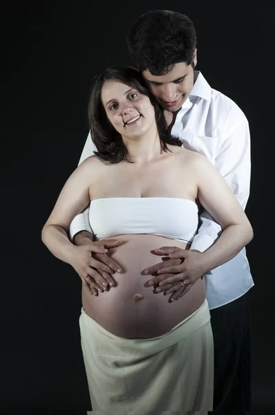 Happy young couple expecting — Stock Photo, Image