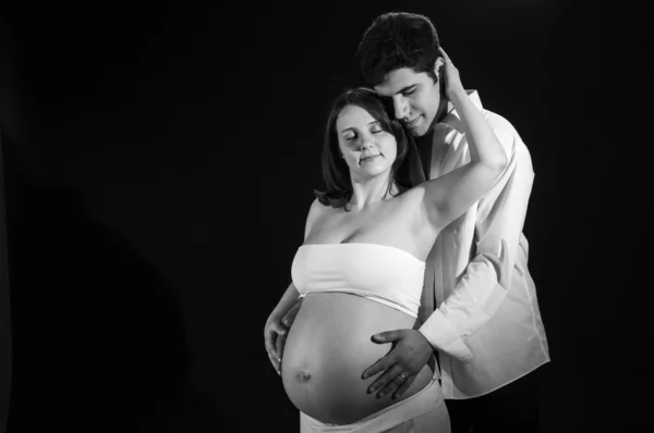 Loving caring young couple expecting baby — Stock Photo, Image