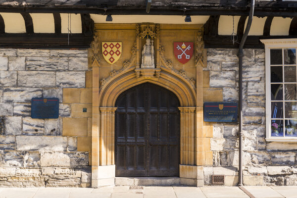YORK, UK - MARCH 30: Entrance door to Saint William 's College, f
