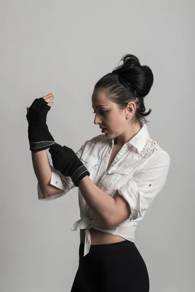 Söta kvinnliga boxare — Stockfoto