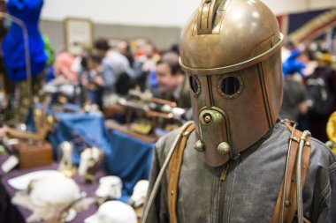 London, İngiltere - 26 Ekim: steampunk Rocketeer'in komik kıyafetle