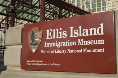 NEW YORK, US - NOVEMBER 22: Facade of Ellis Island museum, forme clipart