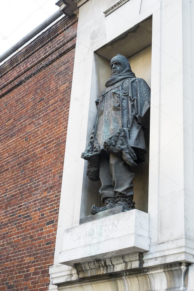 LONDON, UK - NOVEMBER 13: Statue of Polar explorer Ernest Shackl