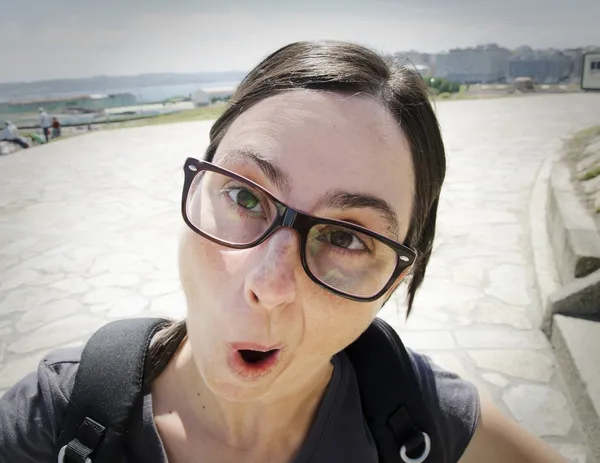 Geek and ugly woman Stock Picture